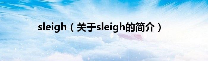 sleigh（关于sleigh的简介）