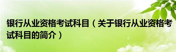 银行从业资格考试科目（关于银行从业资格考试科目的简介）