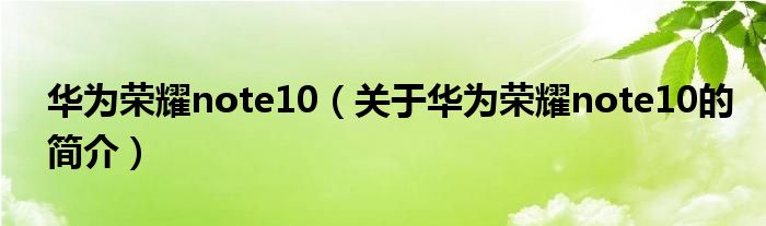 华为荣耀note10（关于华为荣耀note10的简介）