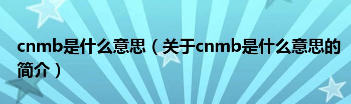 cnmb是什么意思（关于cnmb是什么意思的简介）