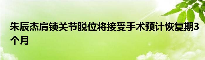 朱辰杰肩锁关节脱位将接受手术预计恢复期3个月