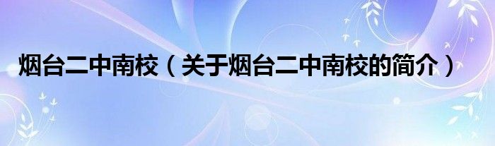 烟台二中南校（关于烟台二中南校的简介）