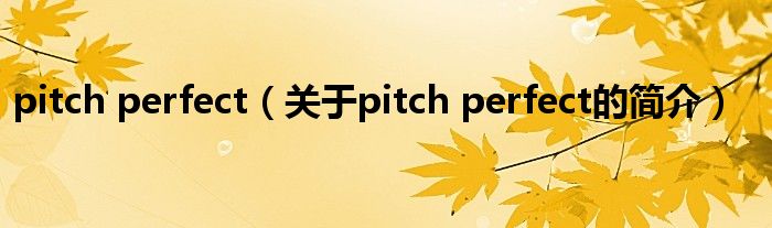 pitch perfect（关于pitch perfect的简介）