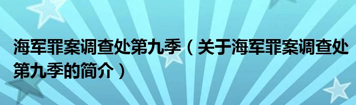 海军罪案调查处第九季（关于海军罪案调查处第九季的简介）