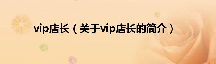 vip店长（关于vip店长的简介）