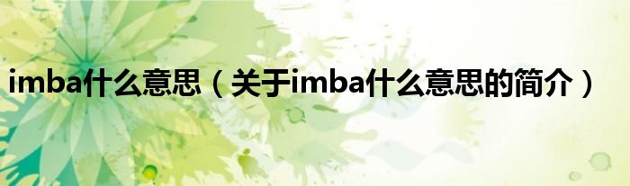 imba什么意思（关于imba什么意思的简介）