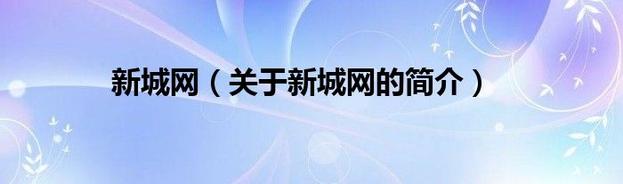 新城网（关于新城网的简介）