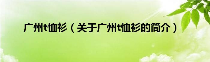 广州t恤衫（关于广州t恤衫的简介）