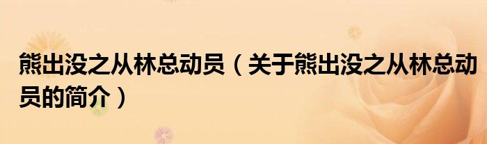 熊出没之从林总动员（关于熊出没之从林总动员的简介）