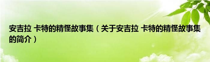 安吉拉 卡特的精怪故事集（关于安吉拉 卡特的精怪故事集的简介）