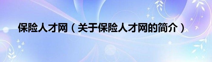 保险人才网（关于保险人才网的简介）