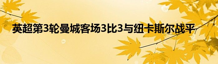 英超第3轮曼城客场3比3与纽卡斯尔战平