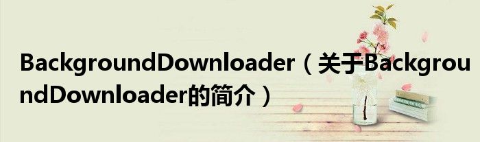 BackgroundDownloader（关于BackgroundDownloader的简介）