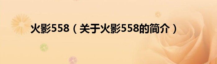 火影558（关于火影558的简介）