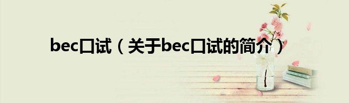 bec口试（关于bec口试的简介）