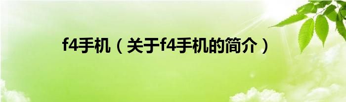 f4手机（关于f4手机的简介）