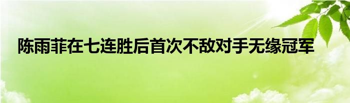 陈雨菲在七连胜后首次不敌对手无缘冠军