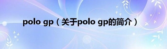 polo gp（关于polo gp的简介）