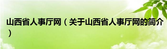 山西省人事厅网（关于山西省人事厅网的简介）