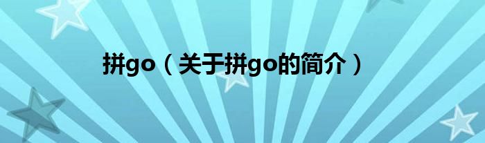 拼go（关于拼go的简介）