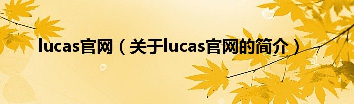 lucas官网（关于lucas官网的简介）