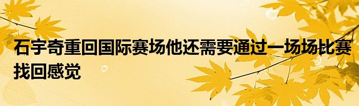 石宇奇重回国际赛场他还需要通过一场场比赛找回感觉