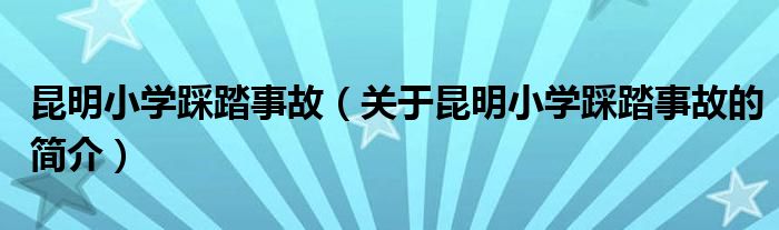 昆明小学踩踏事故（关于昆明小学踩踏事故的简介）