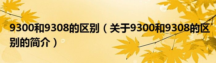 9300和9308的区别（关于9300和9308的区别的简介）