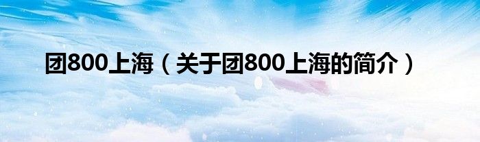 团800上海（关于团800上海的简介）