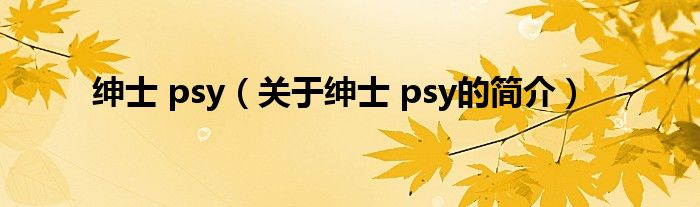 绅士 psy（关于绅士 psy的简介）