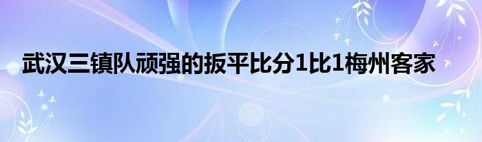 武汉三镇队顽强的扳平比分1比1梅州客家