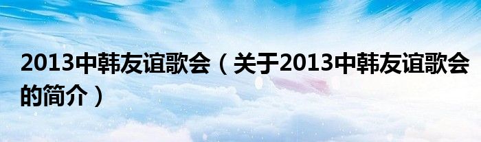 2013中韩友谊歌会（关于2013中韩友谊歌会的简介）