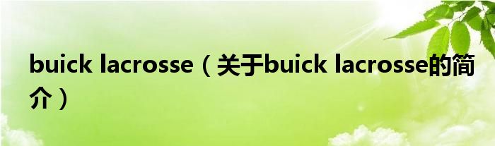 buick lacrosse（关于buick lacrosse的简介）