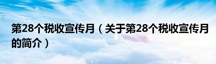 第28个税收宣传月（关于第28个税收宣传月的简介）