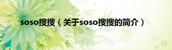 soso搜搜（关于soso搜搜的简介）