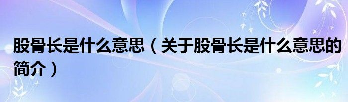 股骨长是什么意思（关于股骨长是什么意思的简介）