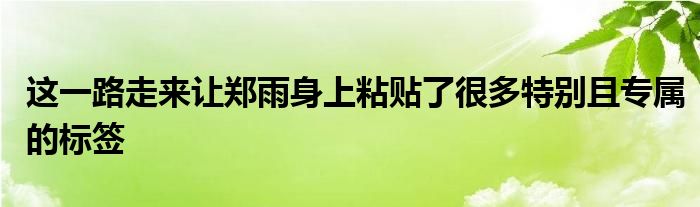 这一路走来让郑雨身上粘贴了很多特别且专属的标签