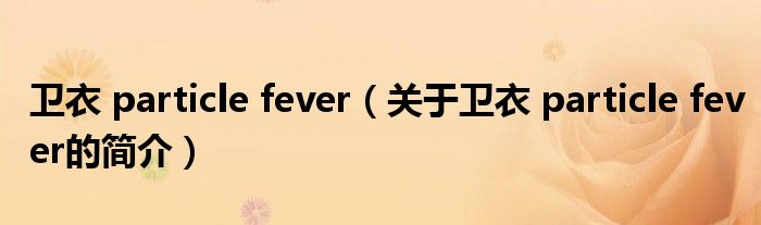 卫衣 particle fever（关于卫衣 particle fever的简介）