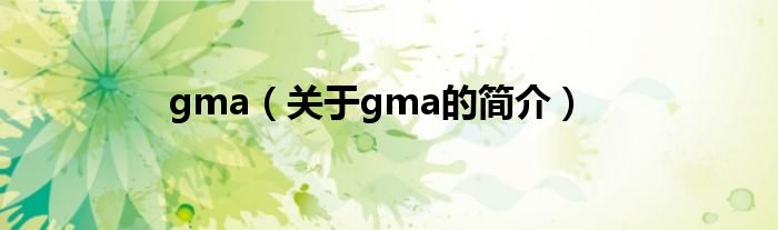 gma（关于gma的简介）