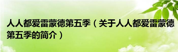 人人都爱雷蒙德第五季（关于人人都爱雷蒙德第五季的简介）