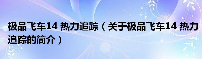 极品飞车14 热力追踪（关于极品飞车14 热力追踪的简介）