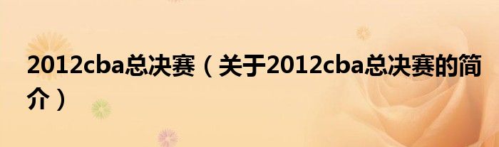 2012cba总决赛（关于2012cba总决赛的简介）