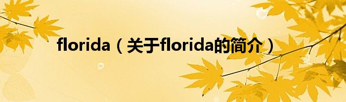 florida（关于florida的简介）