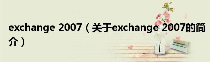 exchange 2007（关于exchange 2007的简介）