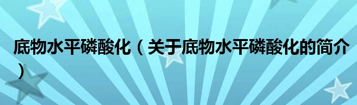 底物水平磷酸化（关于底物水平磷酸化的简介）