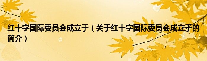 红十字国际委员会成立于（关于红十字国际委员会成立于的简介）