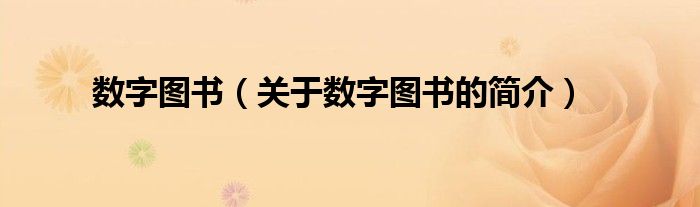 数字图书（关于数字图书的简介）