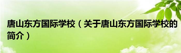 唐山东方国际学校（关于唐山东方国际学校的简介）