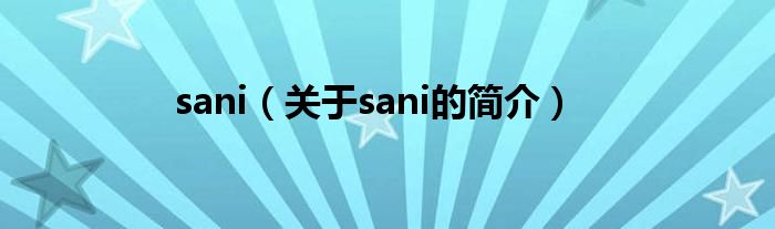 sani（关于sani的简介）