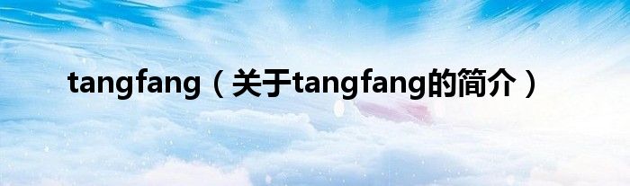 tangfang（关于tangfang的简介）